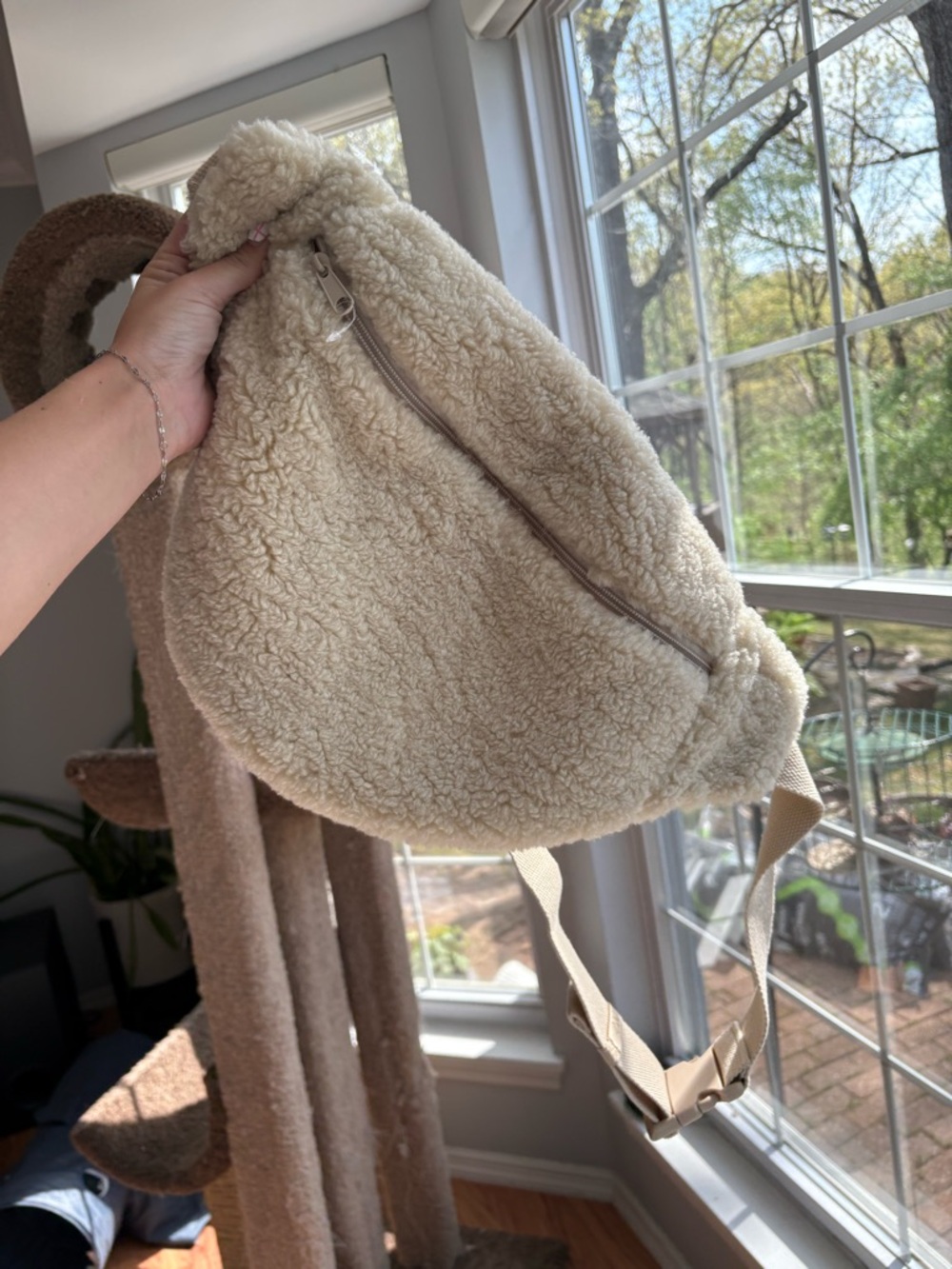 Cozy Cream Sherpa Crossbody Bag - Picture 1 of 4